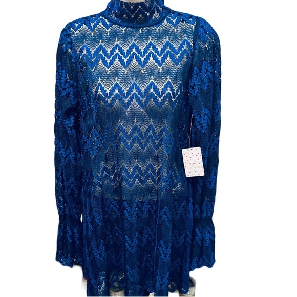 Nwt FREE PEOPLE Simone Lace Crochet Dress Blue size xs OB668240 - Picture 5 of 12